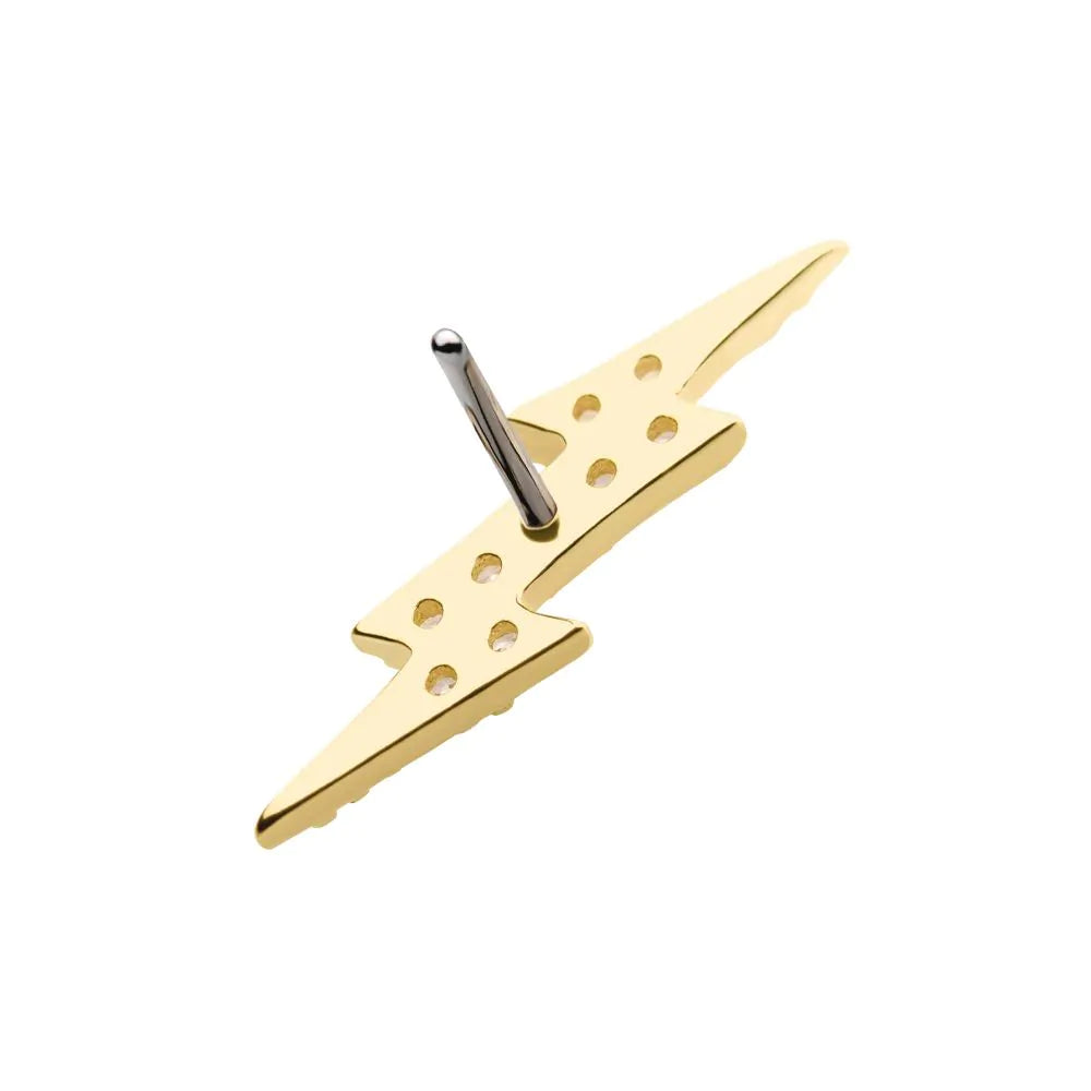 14kt Yellow Gold Threadless with Prong Set CZ Lightning Bolt Top