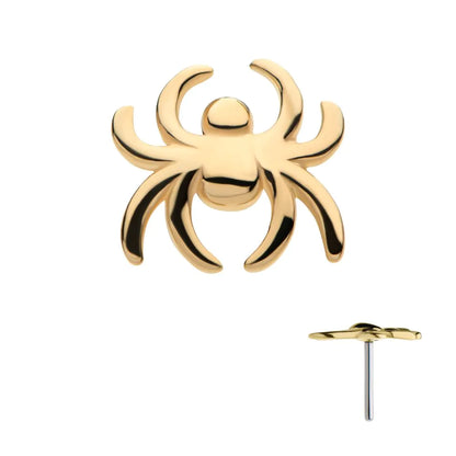 14Kt Gold Threadless with Spider Top