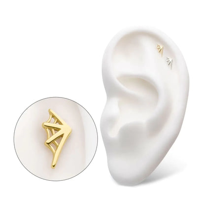 14Kt Gold Threadless Spiderweb Top (Left Ear)