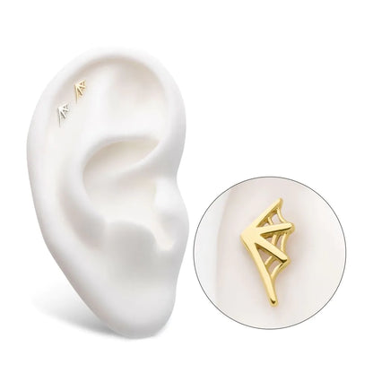 14Kt Gold Threadless Spiderweb Top (Right Ear)