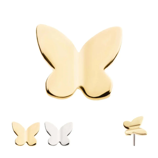 14Kt Gold Threadless with 3D Butterfly Top