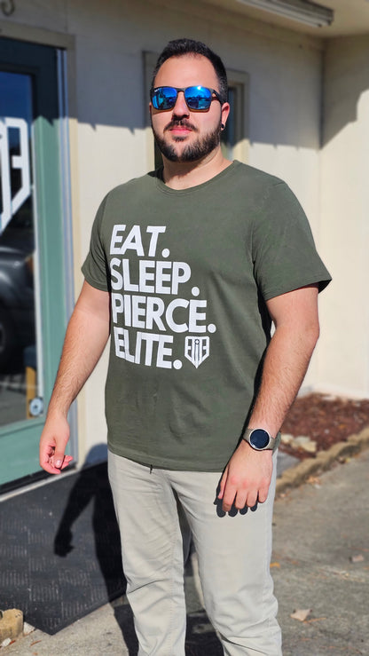 EAT SLEEP PIERCE ELITE Olive T-Shirt