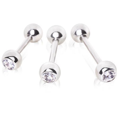 16g Externally Threaded Surgical Steel Barbell With CZ Gem