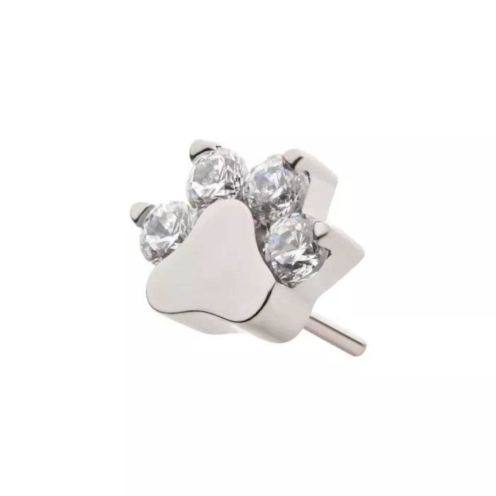 Titanium Threadless with Prong Set CZ 4-Cluster Paw Top