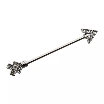 Gemmed Pointed Arrow Industrial Barbell