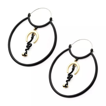 Black Snake & Gold Moon Hanger Earrings