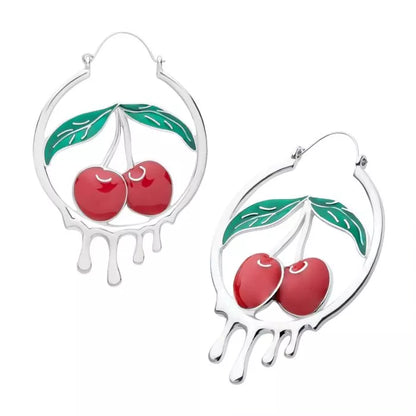 Dripping Red Cherry Hanger Earrings