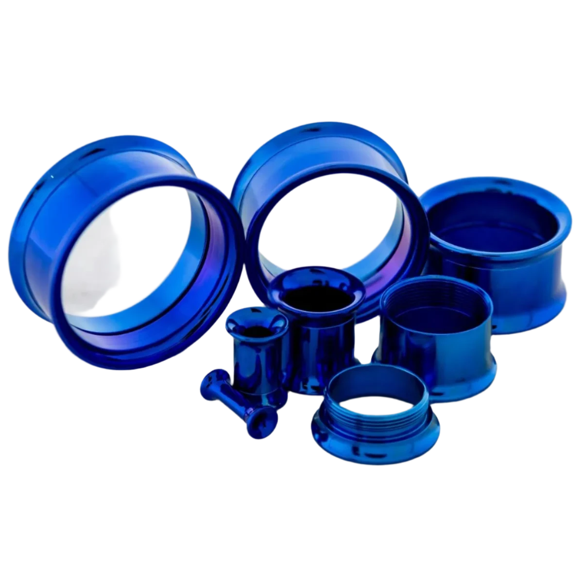 Dark Blue Anodized Internally Threaded Tunnel