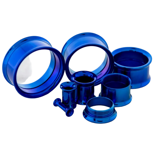 Dark Blue Anodized Internally Threaded Tunnel