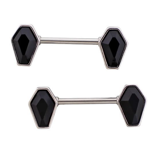 Black Coffin Gem Nipple Bar