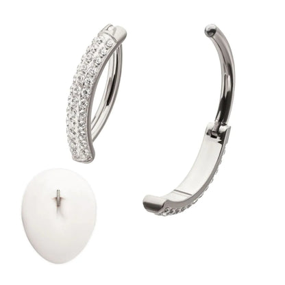 Titanium Triple Row Pave Gem Navel Clicker