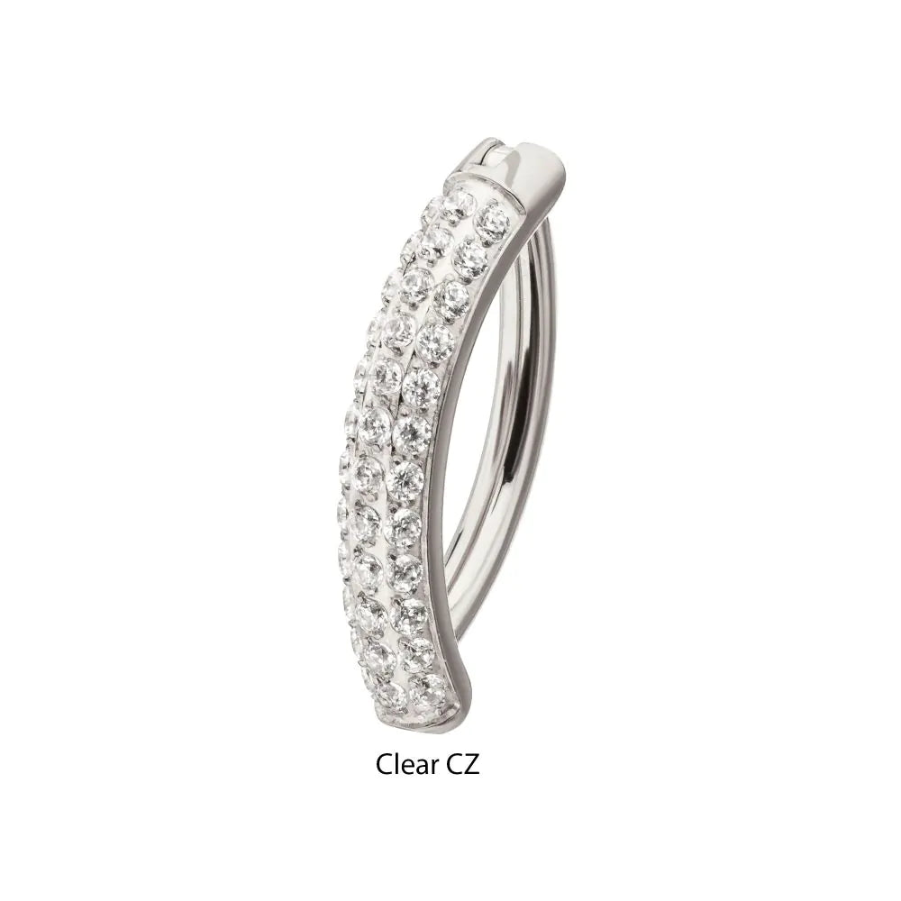 Titanium Triple Row Pave Gem Navel Clicker