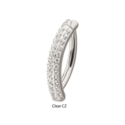 Titanium Triple Row Pave Gem Navel Clicker