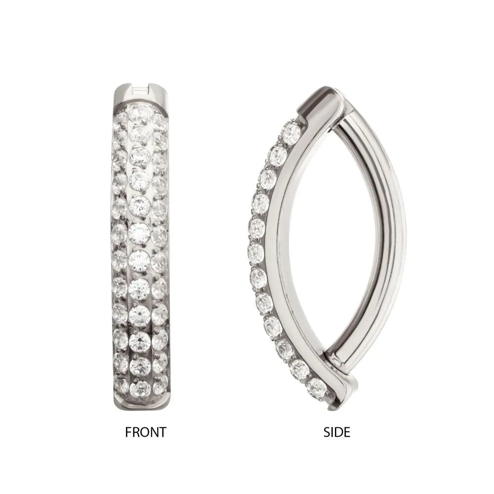 Titanium Triple Row Pave Gem Navel Clicker