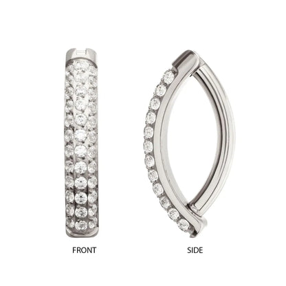 Titanium Triple Row Pave Gem Navel Clicker