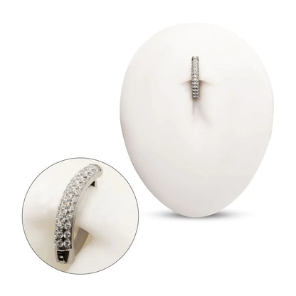 Titanium Triple Row Pave Gem Navel Clicker