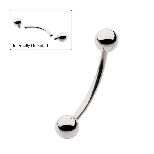 Titanium Internally Threaded Curved Barbells