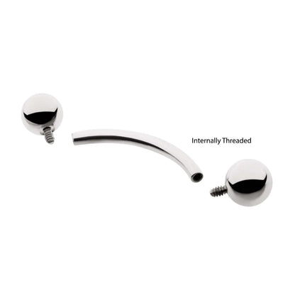 Titanium Internally Threaded Curved Barbells