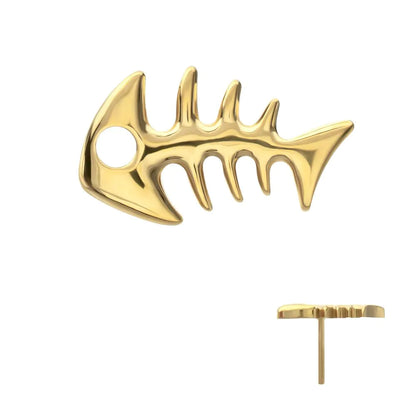 24Kt Gold PVD Titanium Threadless Low Profile 3D Fishbone Top