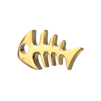 24Kt Gold PVD Titanium Threadless Low Profile 3D Fishbone Top