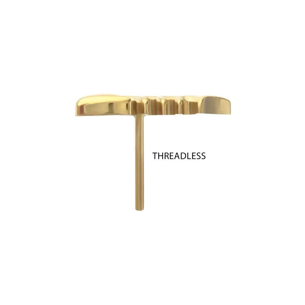 24Kt Gold PVD Titanium Threadless Low Profile 3D Fishbone Top