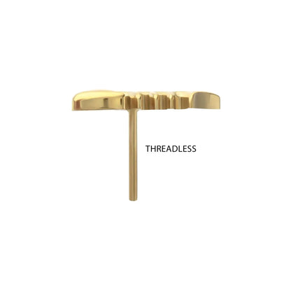 24Kt Gold PVD Titanium Threadless Low Profile 3D Fishbone Top
