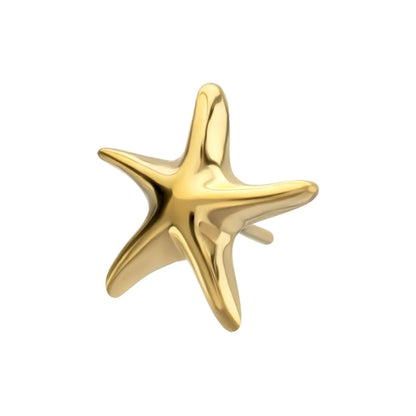 24Kt Gold PVD Titanium Threadless Low Profile 3D Starfish Top