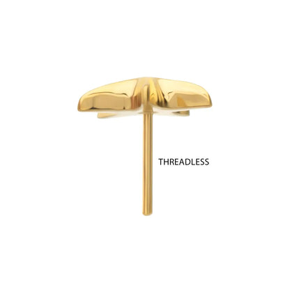 24Kt Gold PVD Titanium Threadless Low Profile 3D Starfish Top