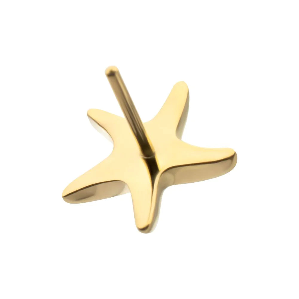 24Kt Gold PVD Titanium Threadless Low Profile 3D Starfish Top