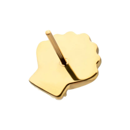 24Kt Gold PVD Titanium Threadless Low Profile 3D Shell Top with Prong Set Gem
