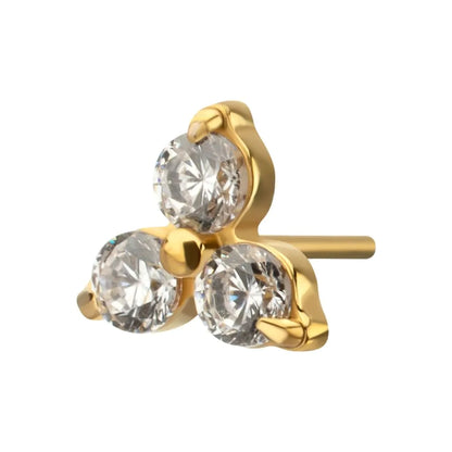 24Kt Gold PVD Titanium Threadless Titanium Threadless Refined Trinity Top