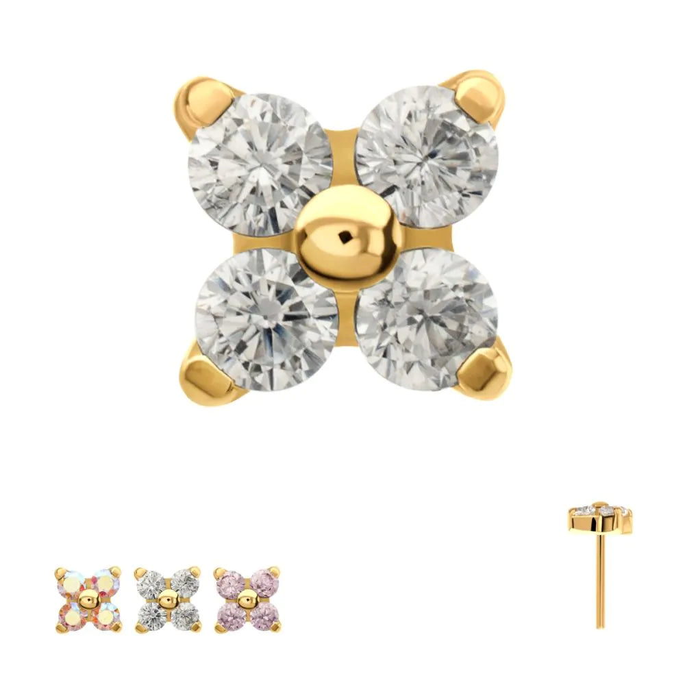 24Kt Gold PVD Titanium Threadless Low Profile Mini Quadra Top