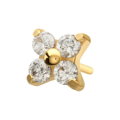 24Kt Gold PVD Titanium Threadless Low Profile Mini Quadra Top