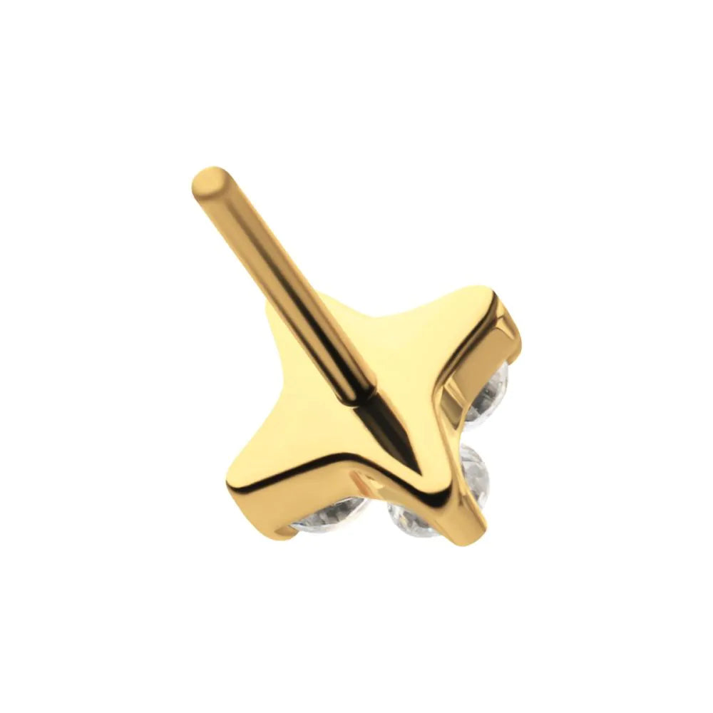 24Kt Gold PVD Titanium Threadless Low Profile Mini Quadra Top