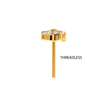24Kt Gold PVD Titanium Threadless Low Profile Mini Quadra Top