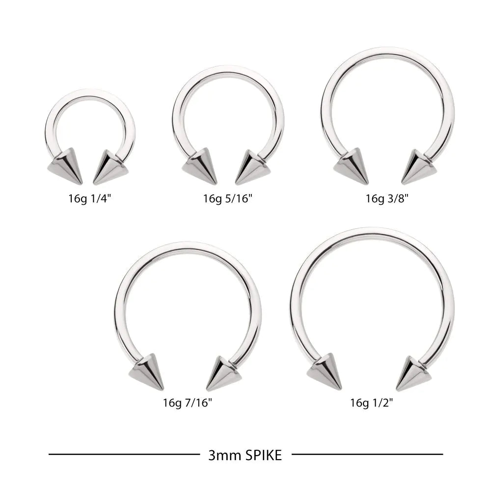 Titanium Internally Threaded Spike Ends Circular Barbell