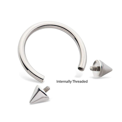 Titanium Internally Threaded Spike Ends Circular Barbell