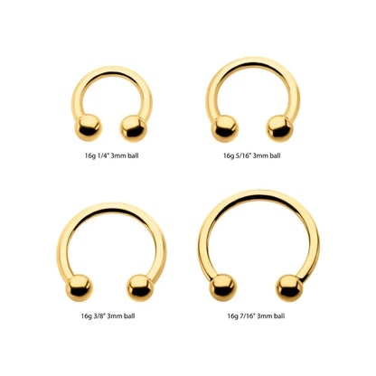 24KT Gold PVD Titanium Internally Threaded Circular Barbell