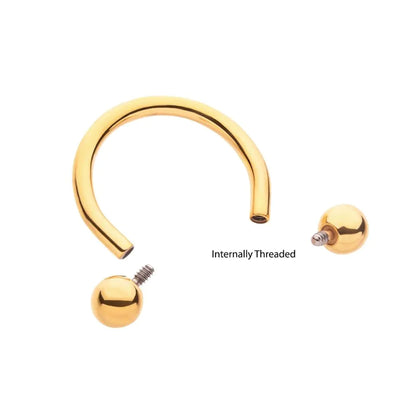 24KT Gold PVD Titanium Internally Threaded Circular Barbell