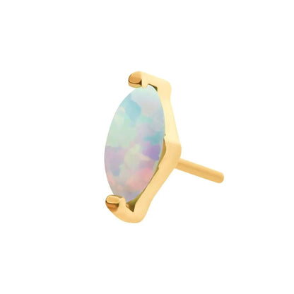 24Kt Gold PVD Titanium Threadless with 2-Prong Marquise CZ/Opal Top