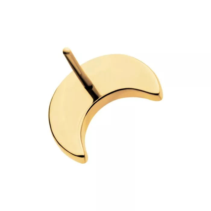 24Kt Gold PVD Titanium Threadless Hammered Crescent Moon Top