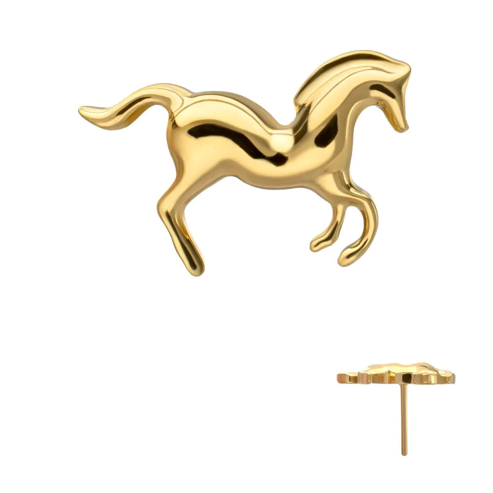 24Kt Gold PVD Titanium Threadless Horse Top