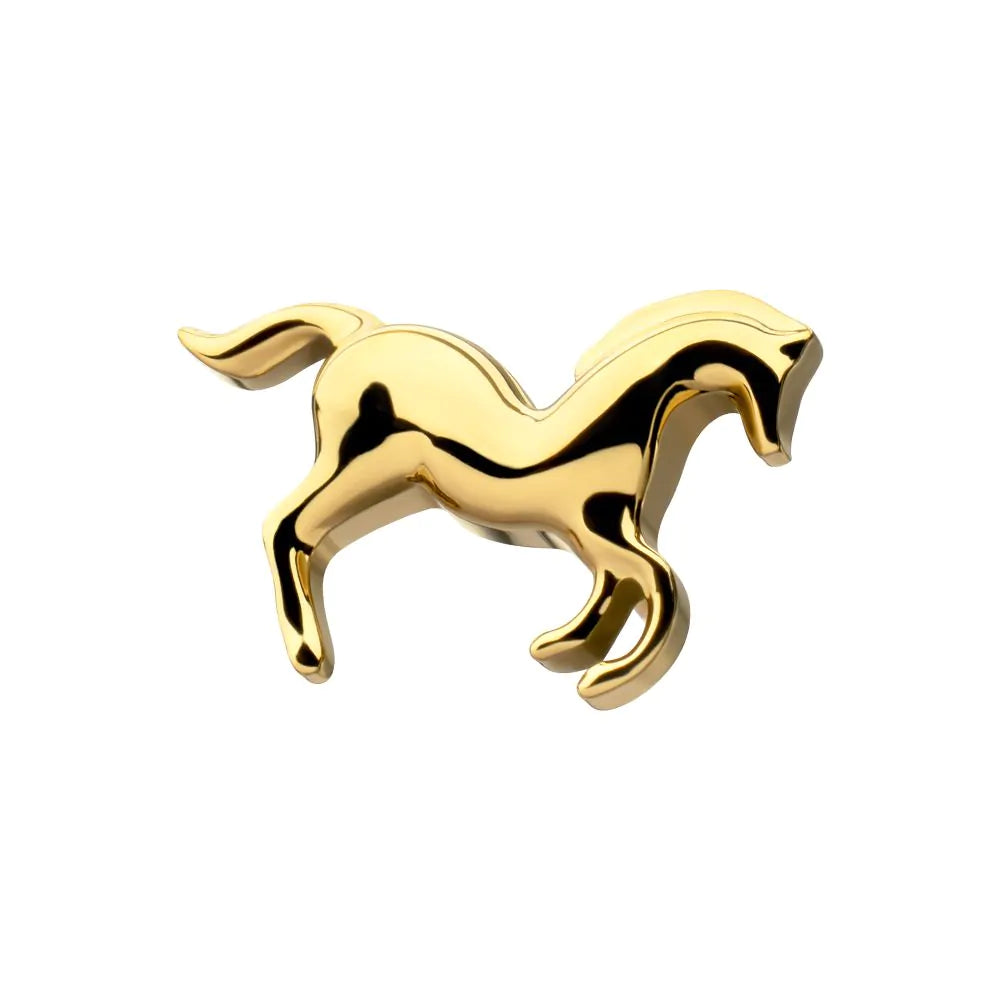 24Kt Gold PVD Titanium Threadless Horse Top