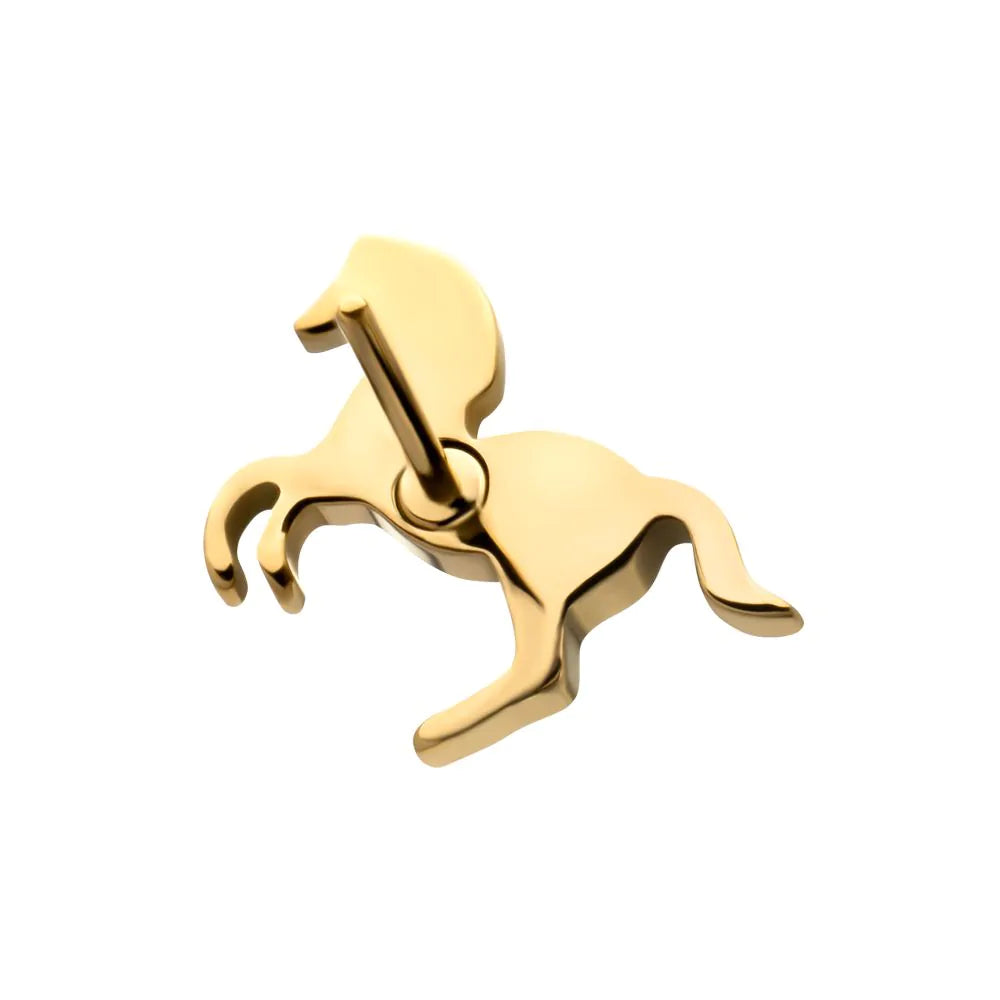 24Kt Gold PVD Titanium Threadless Horse Top