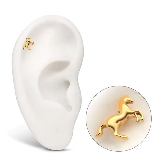 24Kt Gold PVD Titanium Threadless Horse Top