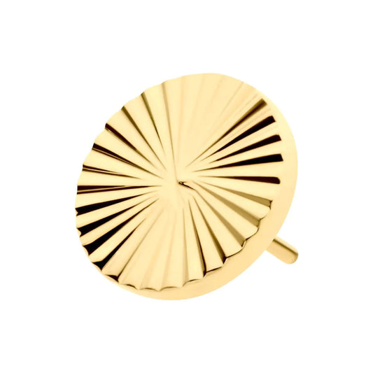 24Kt Gold PVD Titanium Threadless Corrugated Round Top