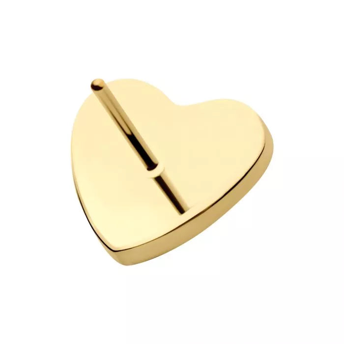 24Kt Gold PVD Titanium Threadless Corrugated Heart Top