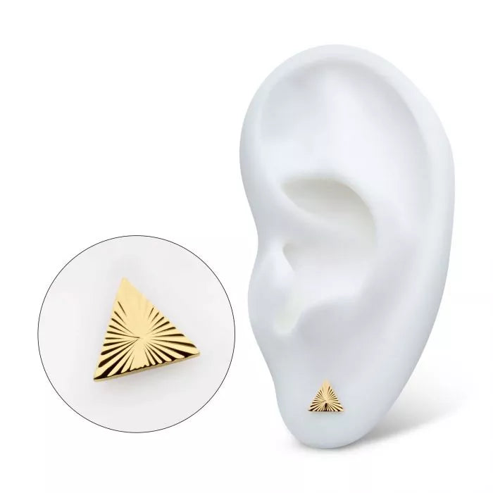 Triangular Pvd 24Kt Gold PVD Titanium Threadless Corrugated Triangle Top – Elite Body ...