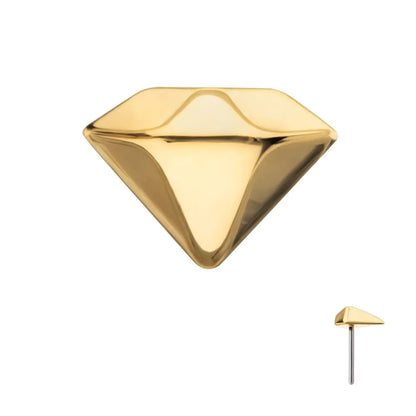 24KT Gold PVD Titanium Threadless 3D Diamond Shape Top
