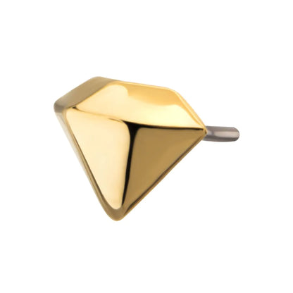 24KT Gold PVD Titanium Threadless 3D Diamond Shape Top